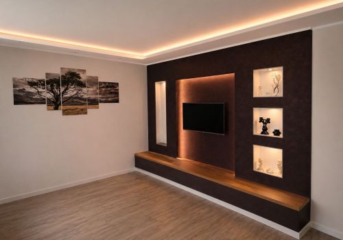 Erstellung Lichtkonzept Decke und Wände, inklusive LED-Installation, TV-Wand mit Spachteltechnik Ort: Grünhainichen Auftraggeber: Privat